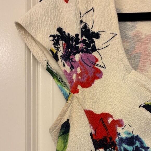 ANTHROPOLOGIE POSTMARK Floral Mignon Peplum Top White Women’s Size Large - Picture 7 of 7